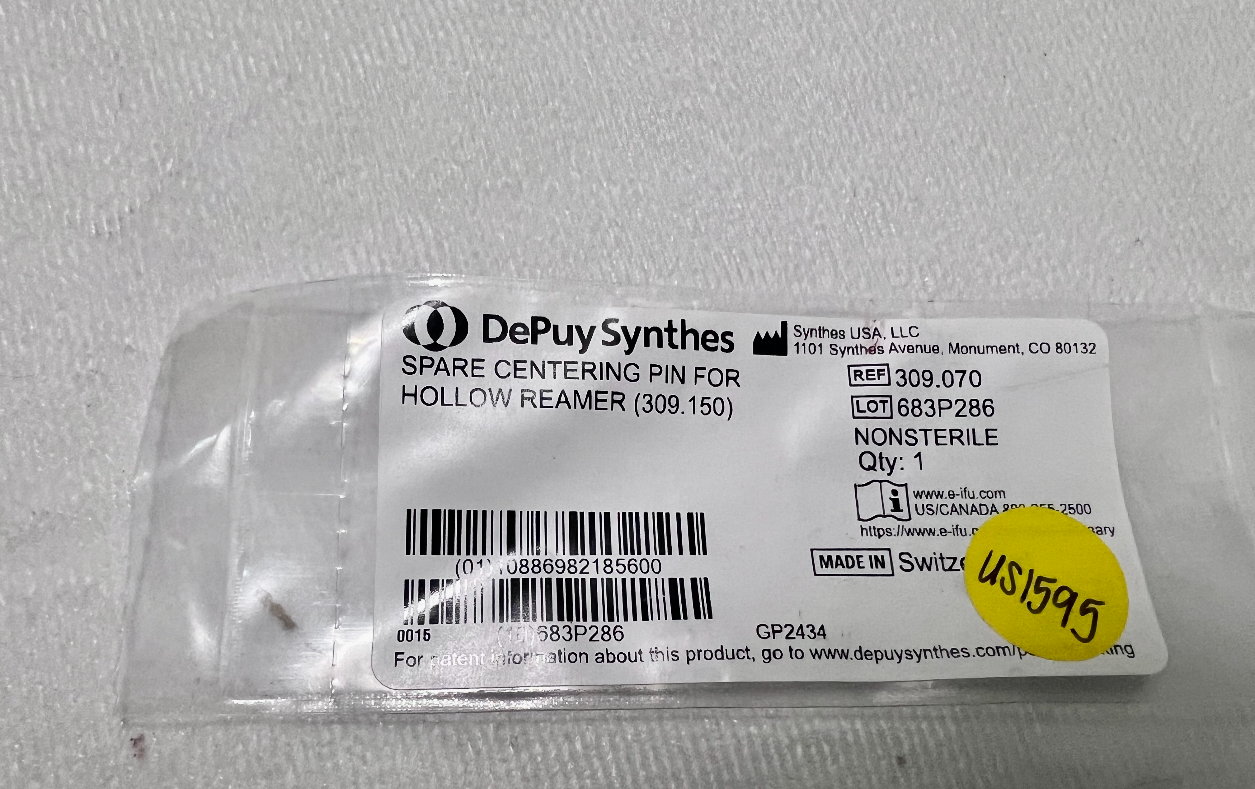 309.07 NEW Spare Centering Pin For Hollow Reamer US1595