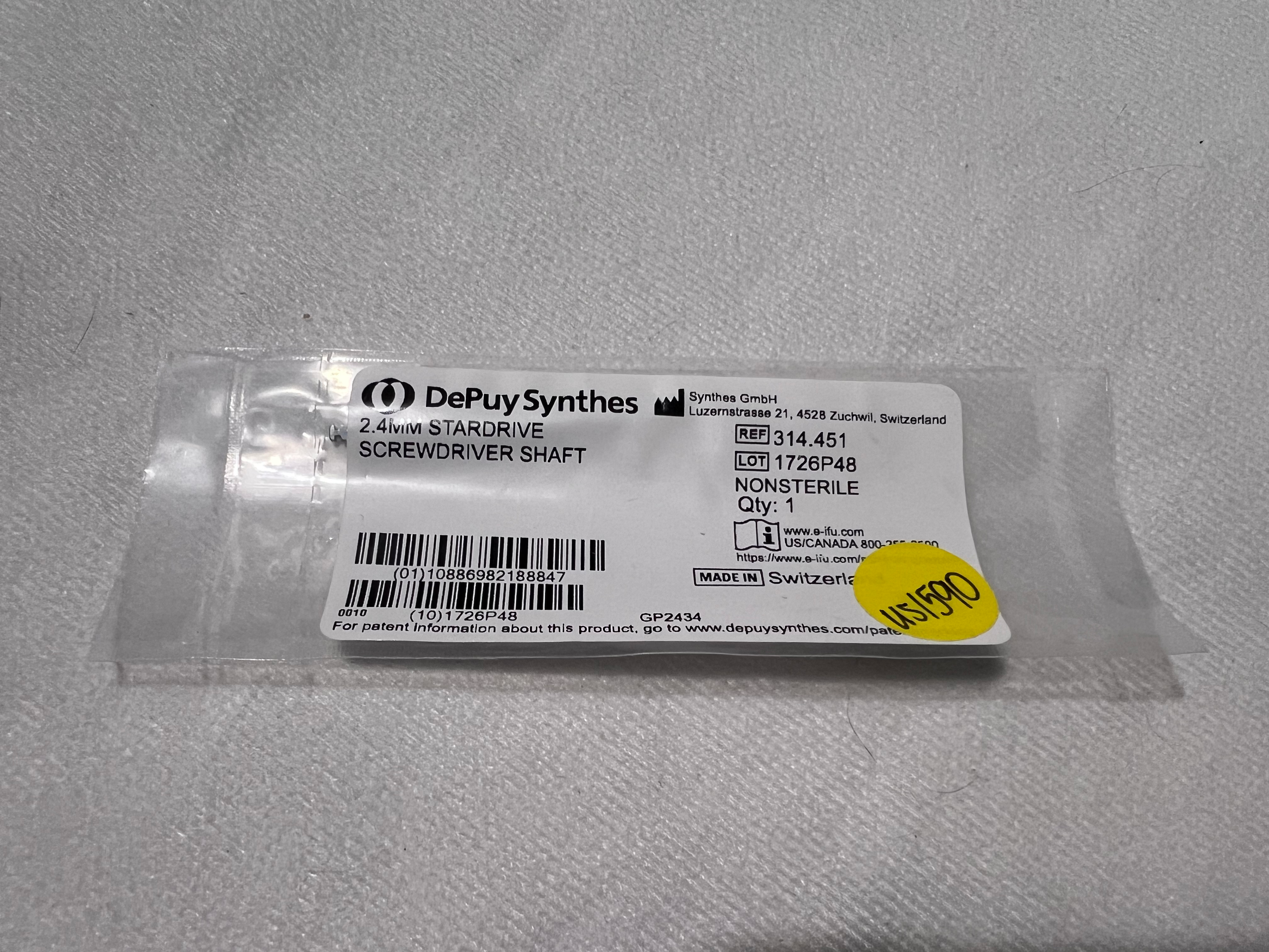 314.451 Stardrive 2.4mm Screwdriver Shaft US1590