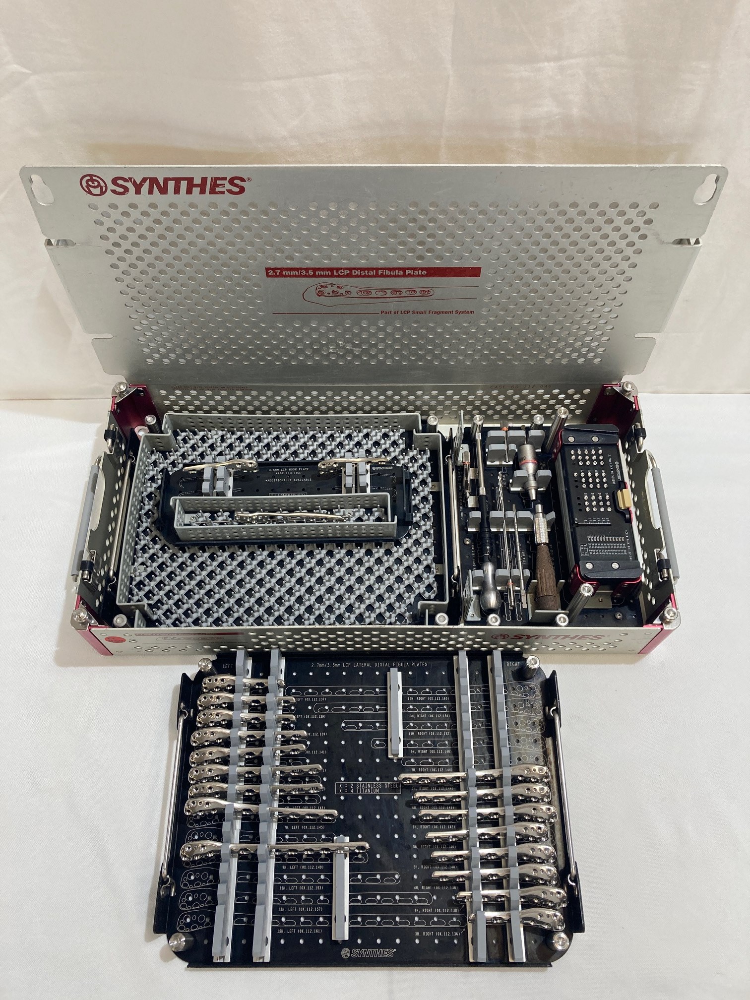 Synthes 01.112.077 2.7mm/3.5mm LCP Distal Fibula Plate Instrument & Implant Set CCMED454
