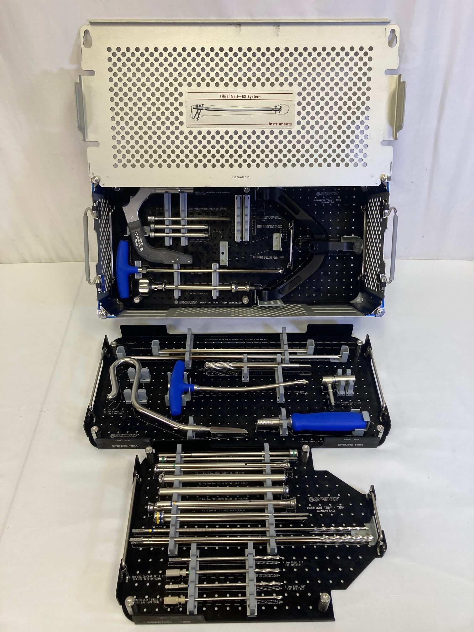 Synthes 01.116.040 & 01.116.047 Ti Cannulated Tibial Nail-EX Opening & Insertion Instrument Sets CCMED110