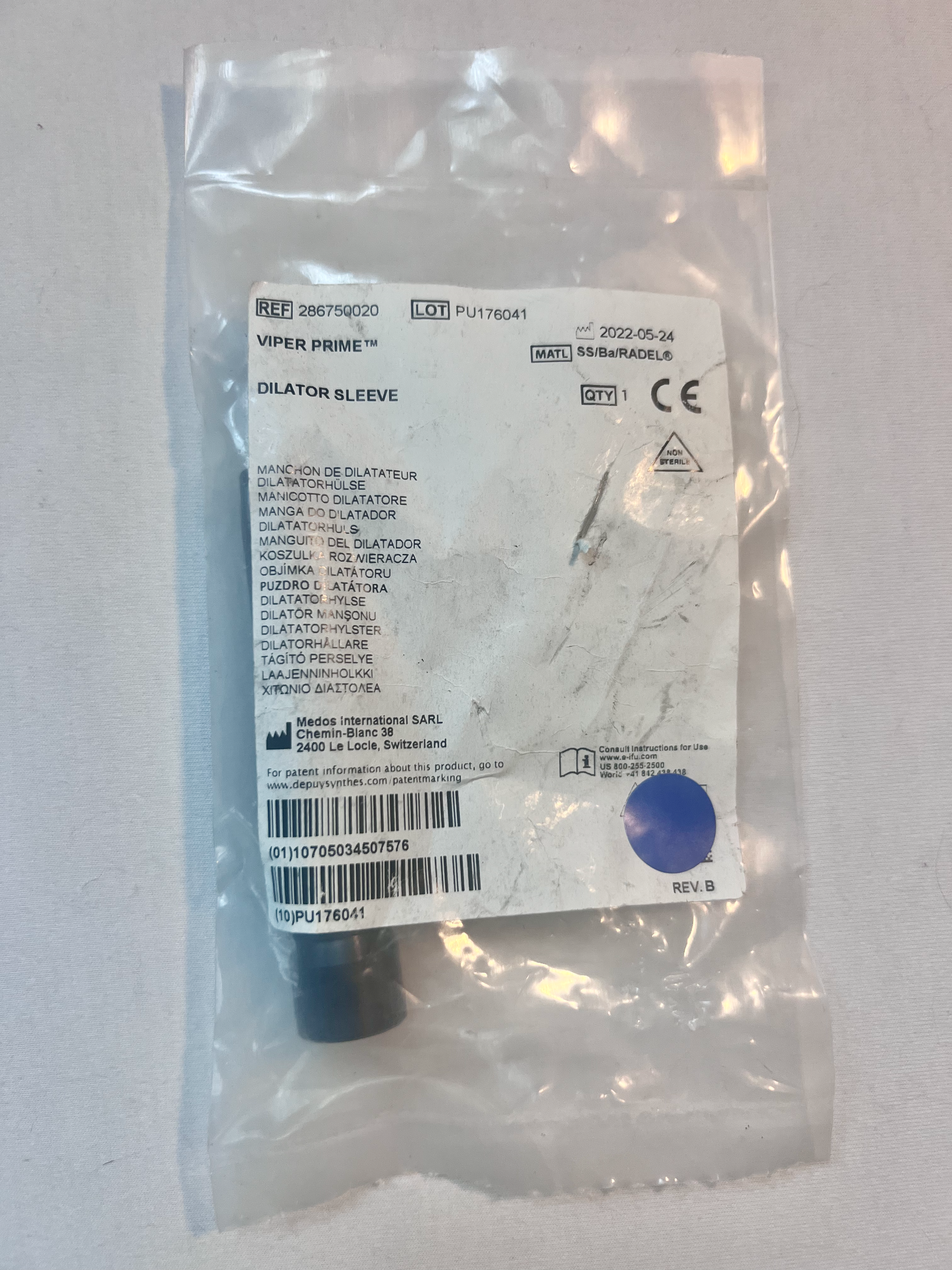 Synthes 286750020 NEW VIPER PRIME Dilator Sleeve US1868