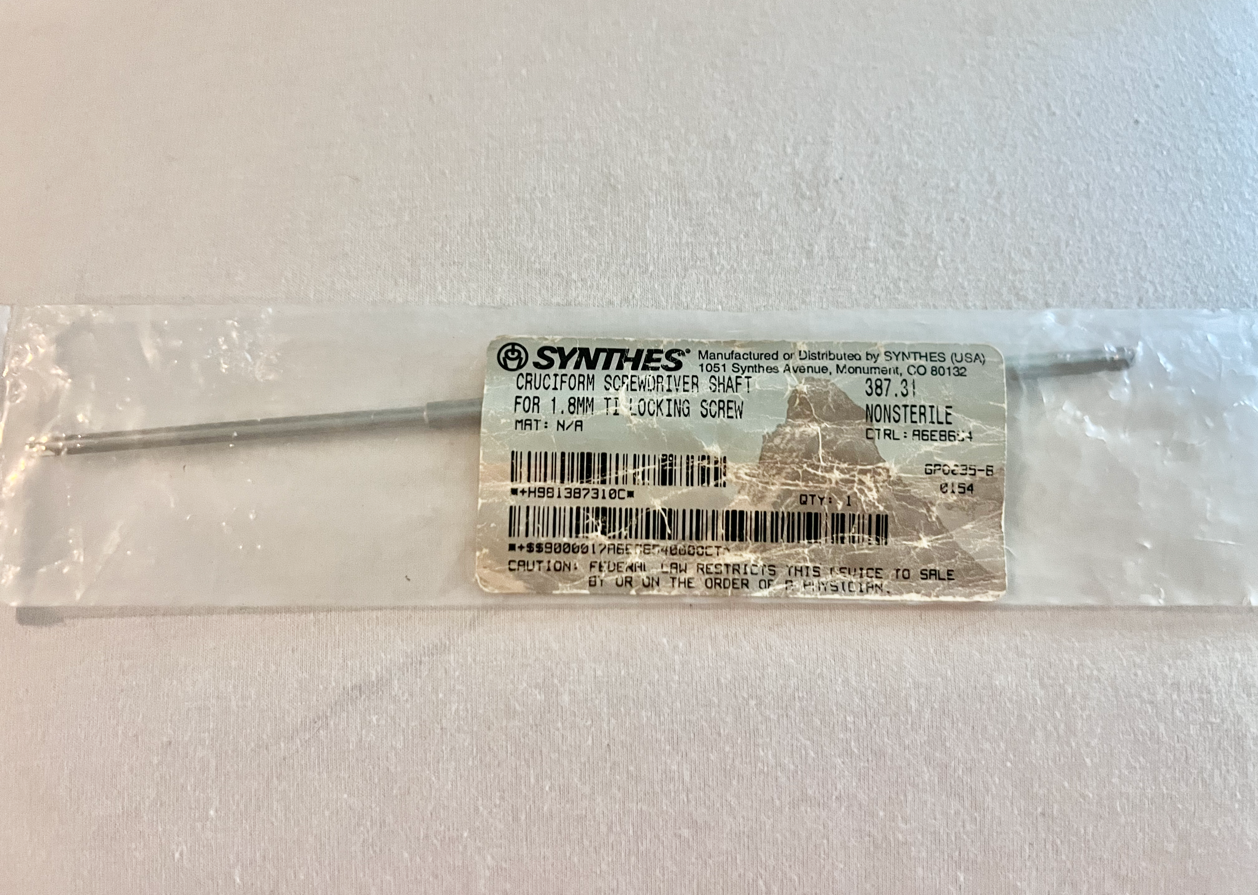 387.31 Cruciform Screwdriver Shaft For 1.8mm Titanium Locking Screw US1969