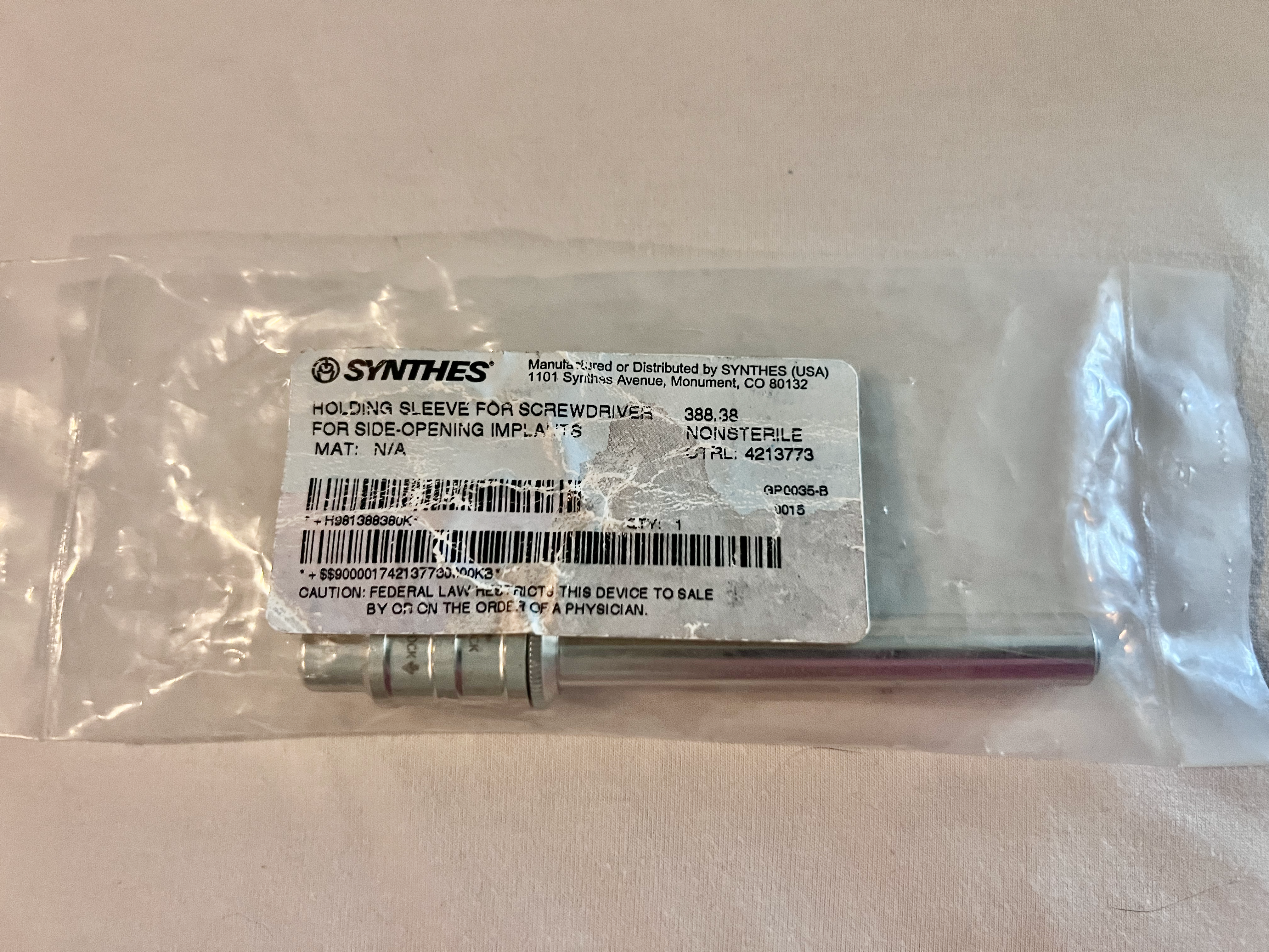 388.38 NEW Holding Sleeve For Screwdriver Side-Opening Implants US1966