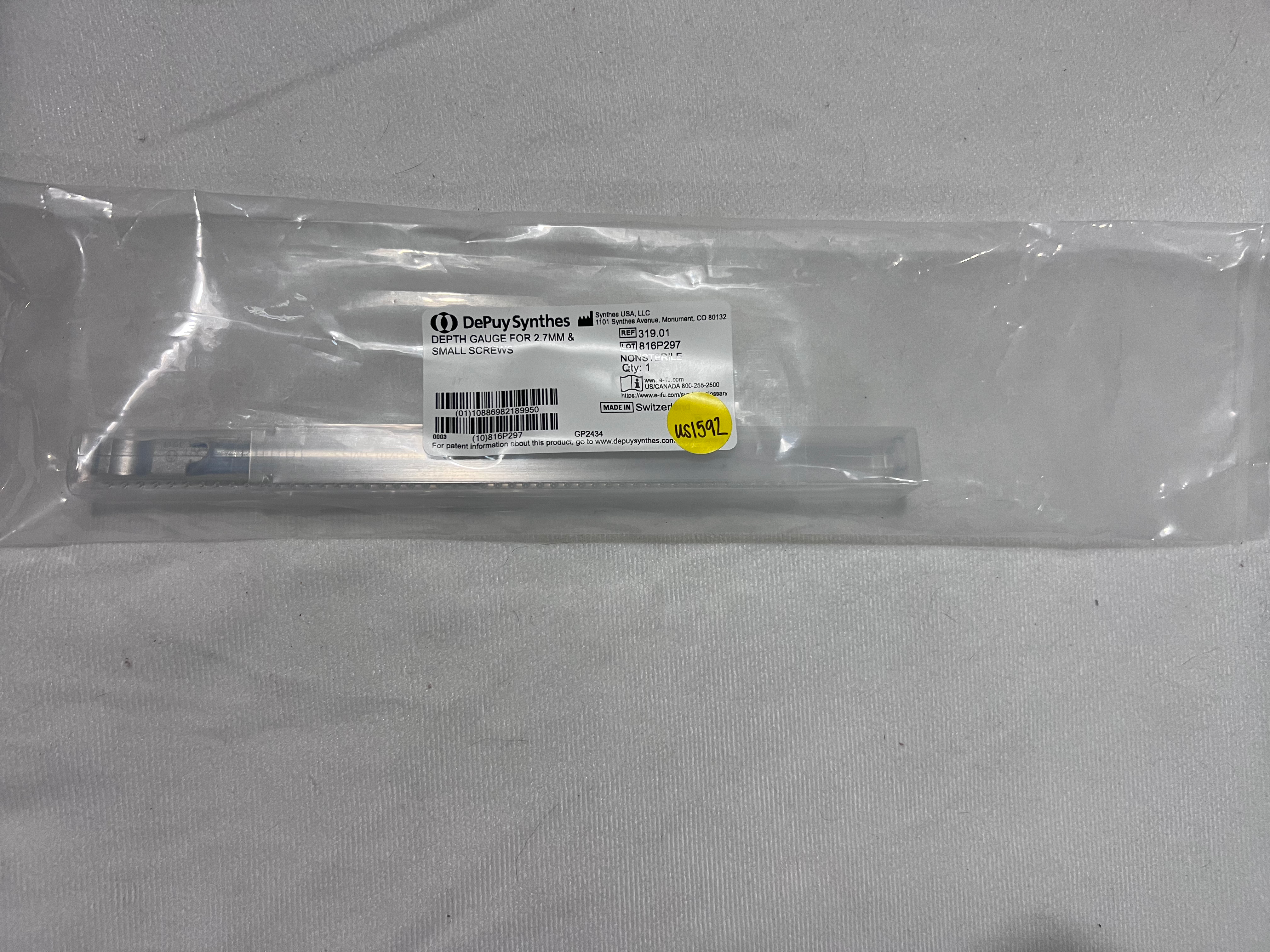 319.01 NEW Depth Gauge For 2.7mm & Small Screws US1592